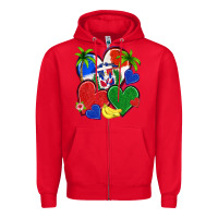 Red dominican repuclic hearts Zipper Hoodie - NancyCooperArtShop
