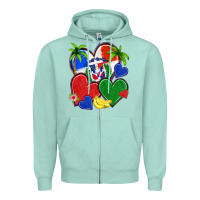 Seafoam dominican repuclic hearts Zipper Hoodie - NancyCooperArtShop