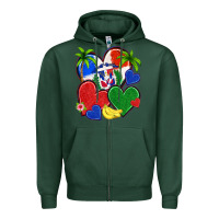 Sports Green dominican repuclic hearts Zipper Hoodie - NancyCooperArtShop