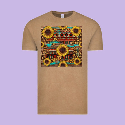 Sunflower And Leopard Seamless Pattern Vintage Tee Designed By Bundleandbundleshop