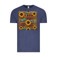 Vintage Denim sunflower and leopard seamless pattern Vintage Tee - BundleAndBundleShop