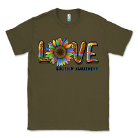 Army Green love sunflower autism awareness Classic Tee - BarkalooDesign
