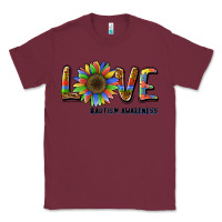 Burgundy love sunflower autism awareness Classic Tee - BarkalooDesign