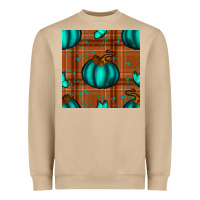 Mushroom turquoise pumpkin plaid seamless pattern Heavyweight Sweatshirt - BundleAndBundleShop