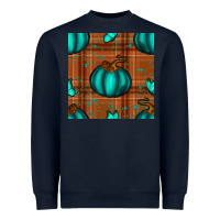 Navy turquoise pumpkin plaid seamless pattern Heavyweight Sweatshirt - BundleAndBundleShop