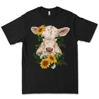 Black charolais calf with sunflowers Premium Tee - RanaPortraitStore