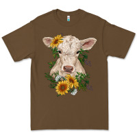 Cacao charolais calf with sunflowers Premium Tee - RanaPortraitStore
