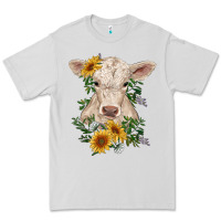 Dove Grey charolais calf with sunflowers Premium Tee - RanaPortraitStore