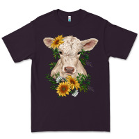 Plum charolais calf with sunflowers Premium Tee - RanaPortraitStore