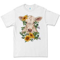 White charolais calf with sunflowers Premium Tee - RanaPortraitStore