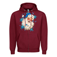 Burgundy winter christmas santa claus Zipper Hoodie - MaliasSmallBusiness