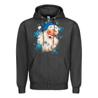 Charcoal Heather winter christmas santa claus Zipper Hoodie - MaliasSmallBusiness