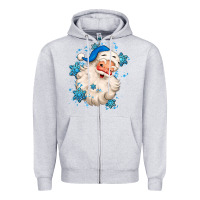 Heather Grey winter christmas santa claus Zipper Hoodie - MaliasSmallBusiness