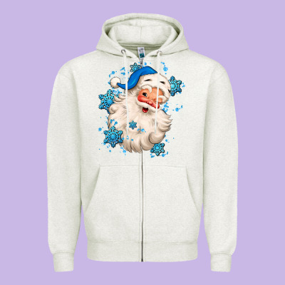 Winter Christmas Santa Claus Zipper Hoodie Designed By Maliassmallbusiness