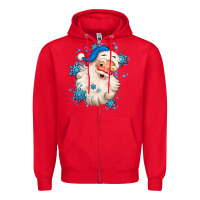 Red winter christmas santa claus Zipper Hoodie - MaliasSmallBusiness