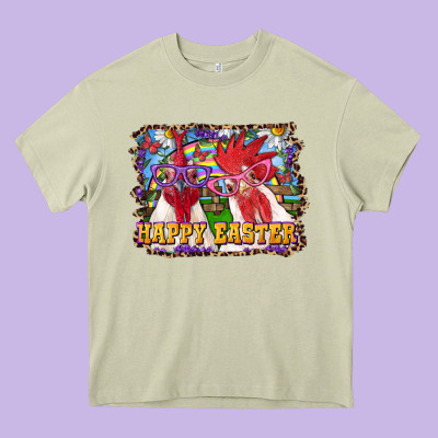 Heavy Core Tee happy easter roosters