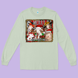 Merry Christmas Goats Long Sleeve Tee Designed By Jasminsmagicworld