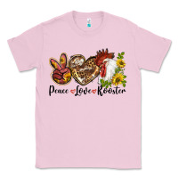 Bubblegum Pink Peace Love Rooster With Sunflower Classic Tee - LillyAllenDesigns