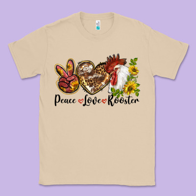 Peace Love Rooster With Sunflower Classic Tee Designed By Lillyallendesigns