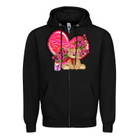 Black valentines heart with bear Zipper Hoodie - NancyCooperArtShop