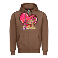 Chestnut valentines heart with bear Zipper Hoodie - NancyCooperArtShop