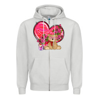 Dove Grey valentines heart with bear Zipper Hoodie - NancyCooperArtShop