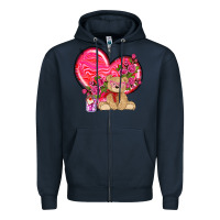 Navy valentines heart with bear Zipper Hoodie - NancyCooperArtShop