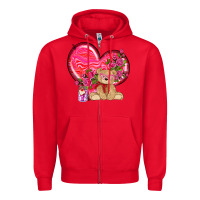 Red valentines heart with bear Zipper Hoodie - NancyCooperArtShop