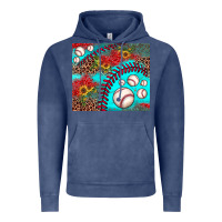 Vintage Denim baseball leopard turquoise sunflower Vintage Hoodie - JahusDesignShop