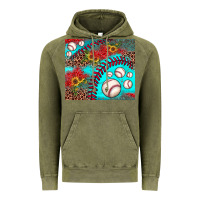 Vintage Olive baseball leopard turquoise sunflower Vintage Hoodie - JahusDesignShop