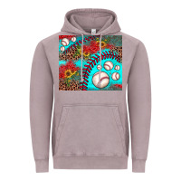 Vintage Zinc baseball leopard turquoise sunflower Vintage Hoodie - JahusDesignShop