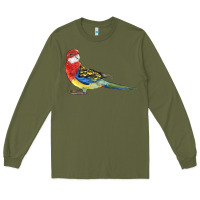 Army Green Rosella Bird Long Sleeve Tee - LillyAllenDesigns