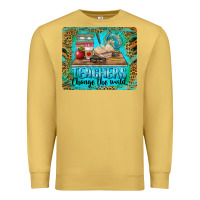 Antique Gold teachers change the world mousepad Premium Sweatshirt - BarkalooDesign