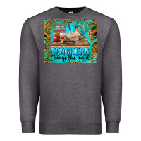 Charcoal Heather teachers change the world mousepad Premium Sweatshirt - BarkalooDesign