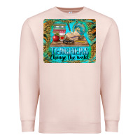 Pale Pink teachers change the world mousepad Premium Sweatshirt - BarkalooDesign