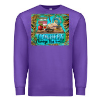 Purple teachers change the world mousepad Premium Sweatshirt - BarkalooDesign
