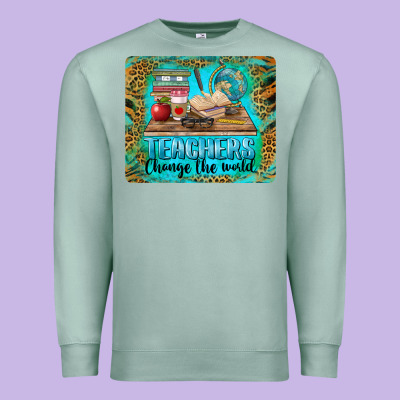 Teachers Change The World Mousepad Premium Sweatshirt Designed By Barkaloodesign