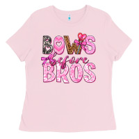 Bubblegum Pink bows before bros Ladies Tee - texasbilliewilder