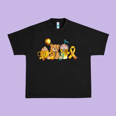 Childhood Cancer Ribbon And Coffee Cups Urban Heavy Tee Designed By Adodesignshop