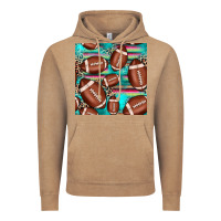 Vintage Coffee football leopard turquoise seamless pattern Vintage Hoodie - JahusDesignShop