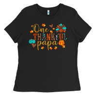 Black one thankful papa Ladies Tee - JahusDesignShop