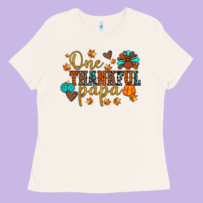 One Thankful Papa Ladies Tee Designed By Jahusdesignshop
