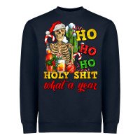 Navy Christmas ho ho ho holy shit what a year skeleton Heavyweight Sweatshirt - AdoDesignShop