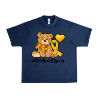 Navy childhood cancer and cancer ribbon Urban Heavy Tee - AdoDesignShop