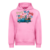 Fuchsia Pink happy 4th of july gnome truck Urban Hoodie - CowGirlArtShop
