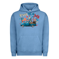 Pigment Pebble Blue happy 4th of july gnome truck Urban Hoodie - CowGirlArtShop