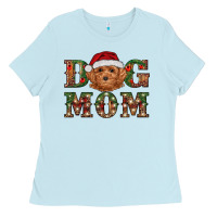 Baby Blue Christmas Toy Poodle Dog Mom Ladies Tee - RanaPortraitStore