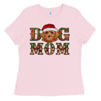 Bubblegum Pink Christmas Toy Poodle Dog Mom Ladies Tee - RanaPortraitStore