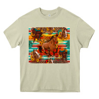 Mossy galloping horse serape sunflowers turquoise and saddles Heavy Core Tee - Artiststas