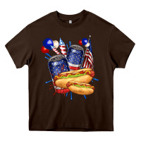 Chocolate Brown hotdog with beers billie wilder Heavy Core Tee - texasbilliewilder